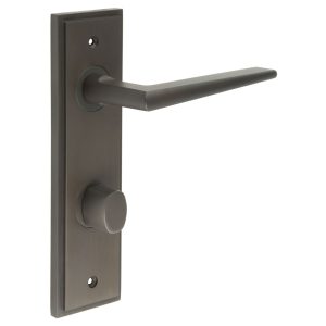 Mayfair Door Handle Din Bathroom Backplate Dark Bronze & Turn & Release