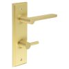 Fitzrovia Door Handle Din Bathroom Backplate Satin Brass & Turn & Release