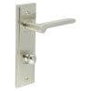 Fitzrovia Door Handle Din Bathroom Backplate Satin Nickel & Turn & Release