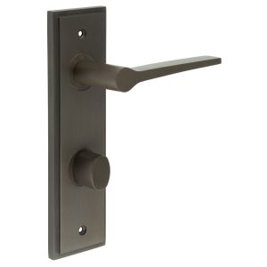 Knightsbridge Door Handle Din Bathroom Backplate Dark Bronze & Turn & Release