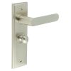 Kensington Door Handle Bathroom Backplate Satin Nickel & Turn & Release