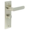 Kensington Door Handle Bathroom Backplate Satin Nickel & Turn & Release