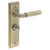 Westminster Door Handle Bathroom Backplate Antique Brass & Turn & Release