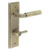 Westminster Door Handle Din Bathroom Backplate Antique Brass & Turn & Release