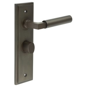 Westminster Door Handle Bathroom Backplate Dark Bronze & Turn & Release