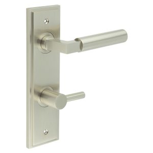 Westminster Door Handle Din Bathroom Backplate Satin Nickel