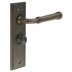 Highgate Door Handle Bathroom Backplate Dark Bronze & Turn & Release