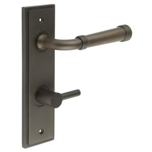 Highgate Door Handle Din Bathroom Backplate Dark Bronze & Turn & Release