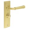 Highgate Door Handle Bathroom Backplate Satin Brass & Turn & Release