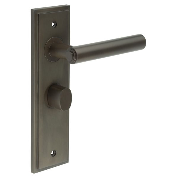 Richmond Door Handle Bathroom Backplate Dark Bronze & Turn & Release