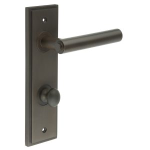 Richmond Door Handle Din Bathroom Backplate Dark Bronze & Turn & Release