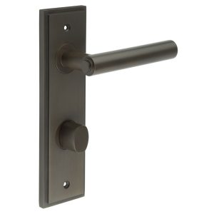 Richmond Door Handle Din Bathroom Backplate Dark Bronze & Turn & Release