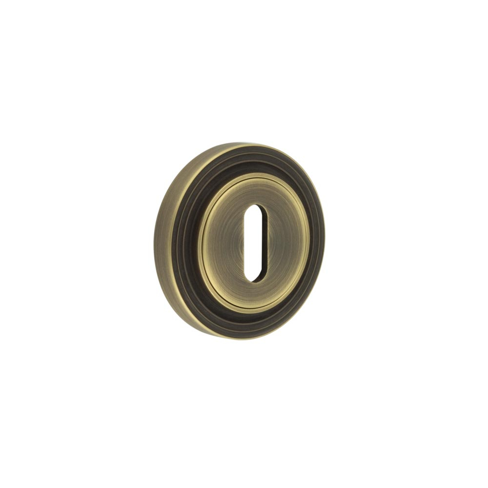 Burlington Standard Keyway Escutcheons Reeded Rose Antique Brass