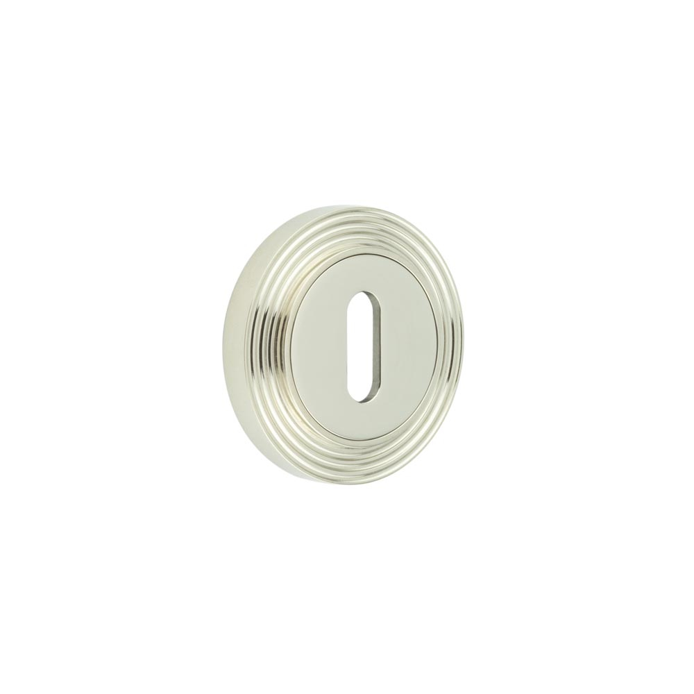 Burlington Standard Keyway Escutcheons Reeded Rose Polished Nickel