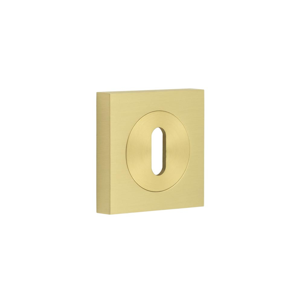 Burlington Standard Keyway Escutcheons Square Plain Rose Satin Brass