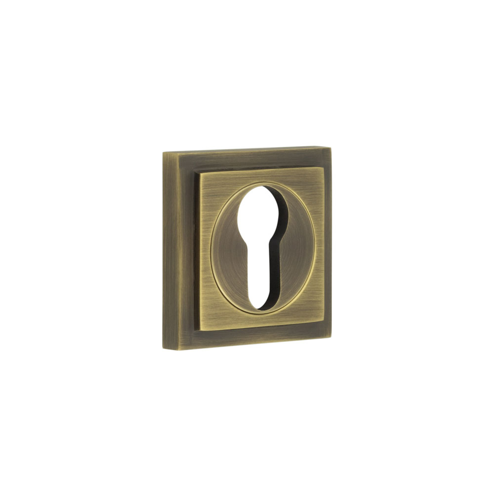 Burlington Euro Profile Escutcheons Square Stepped Rose Antique Brass