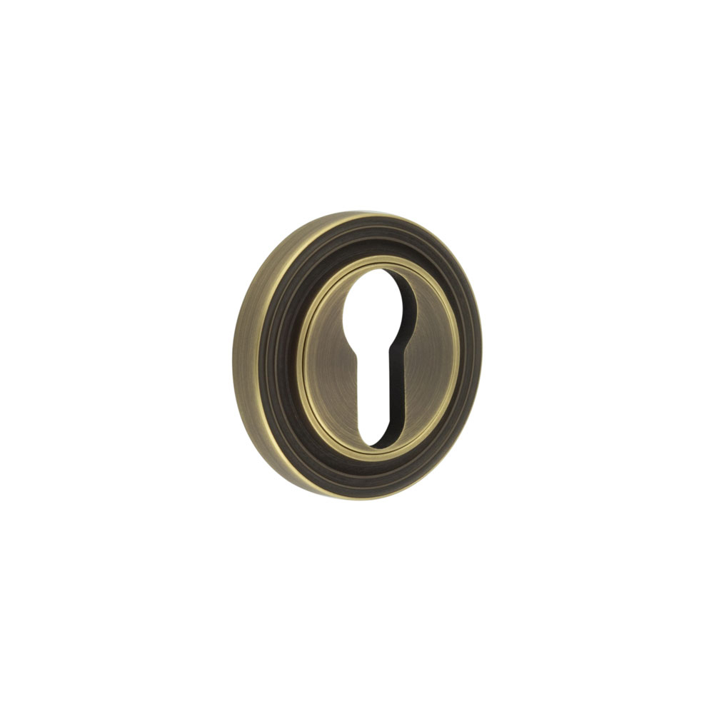 Burlington Euro Profile Escutcheons Reeded Rose Antique Brass