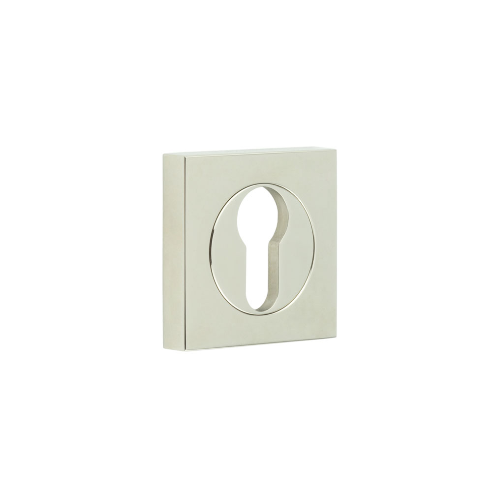 Burlington Euro Profile Escutcheons Square Plain Rose Polished Nickel