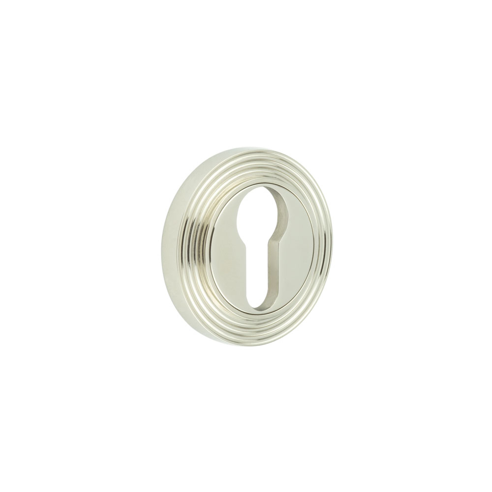 Burlington Euro Profile Escutcheons Reeded Rose Polished Nickel