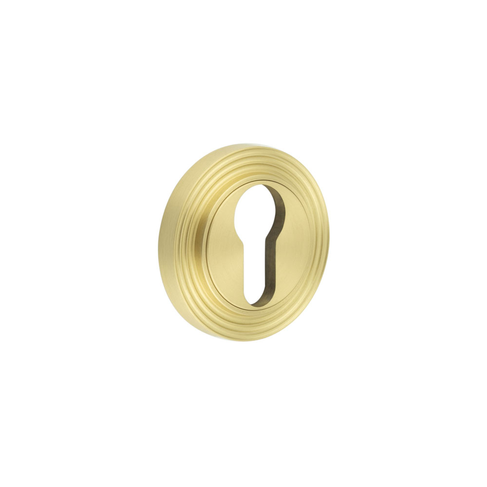 Burlington Euro Profile Escutcheons Reeded Rose Satin Brass