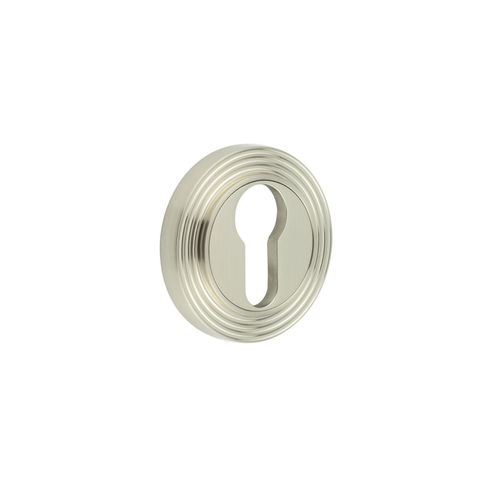 Burlington Euro Profile Escutcheons Reeded Rose Satin Nickel