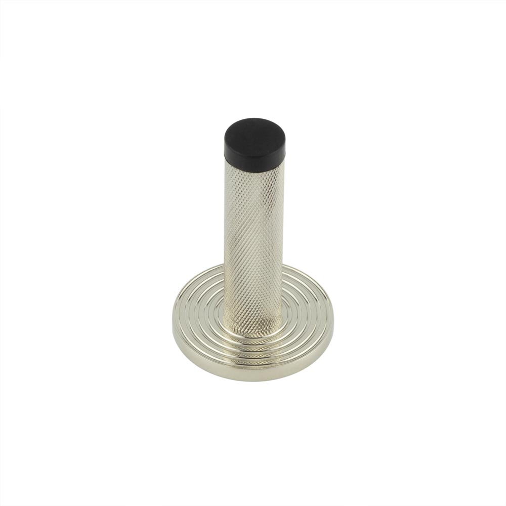 Burlington Knurled Wall Mounted Doorstops Reeded Rose Polished Nickel