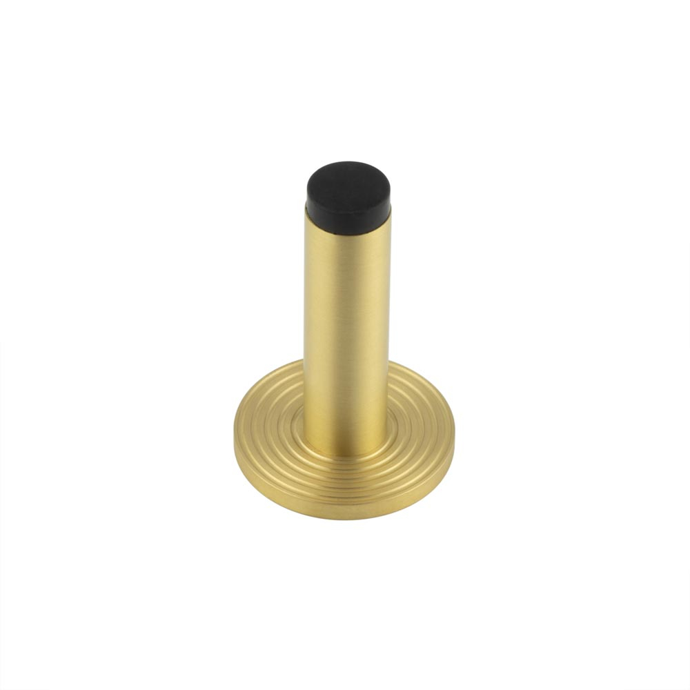 Burlington Plain Wall Mounted Door Stops Reeded Rose Satin Brass