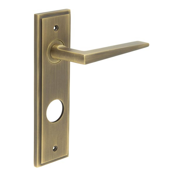 Mayfair Door Handle Din Bathroom Backplate Antique Brass