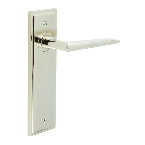 Mayfair Door Handle Latch Backplate Polished Nickel