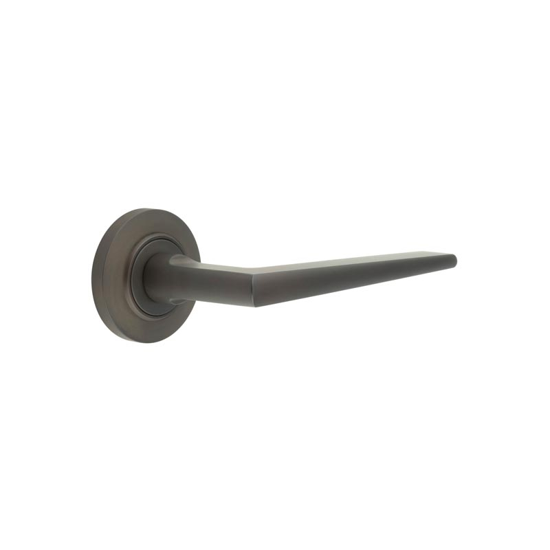 Mayfair Door Handle on Chamfered Rose Dark Bronze