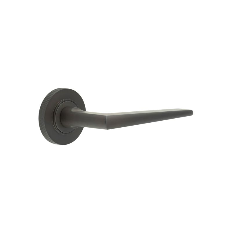 Mayfair Door Handle on Knurled Rose Dark Bronze