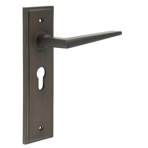 Mayfair Door Handle Euro Backplate Dark Bronze