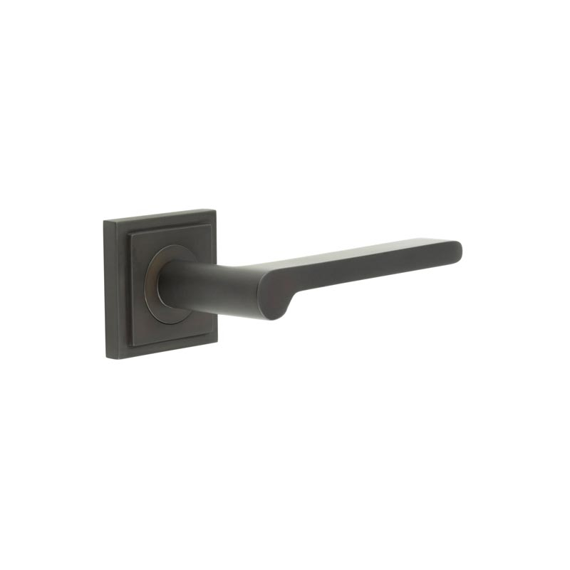 Fitzrovia Door Handles Square Stepped Rose Dark Bronze