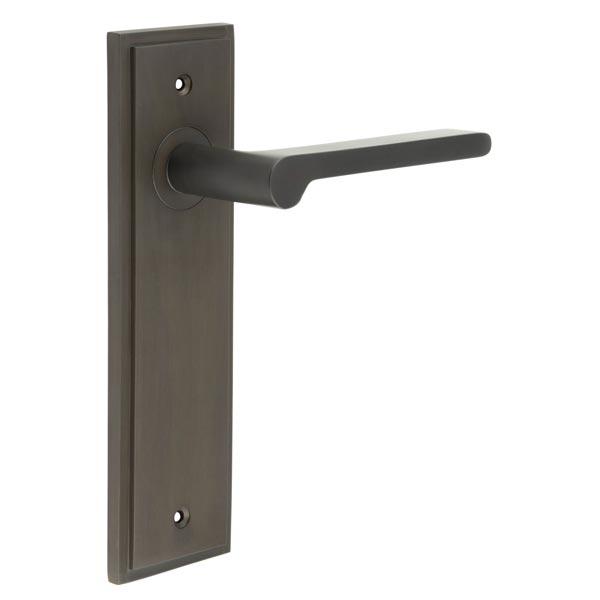 Fitzrovia Door Handle Latch Backplate Dark Bronze