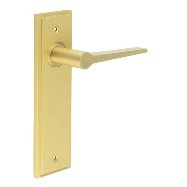 Knightbridge Door Handle Latch Backplate Satin Brass