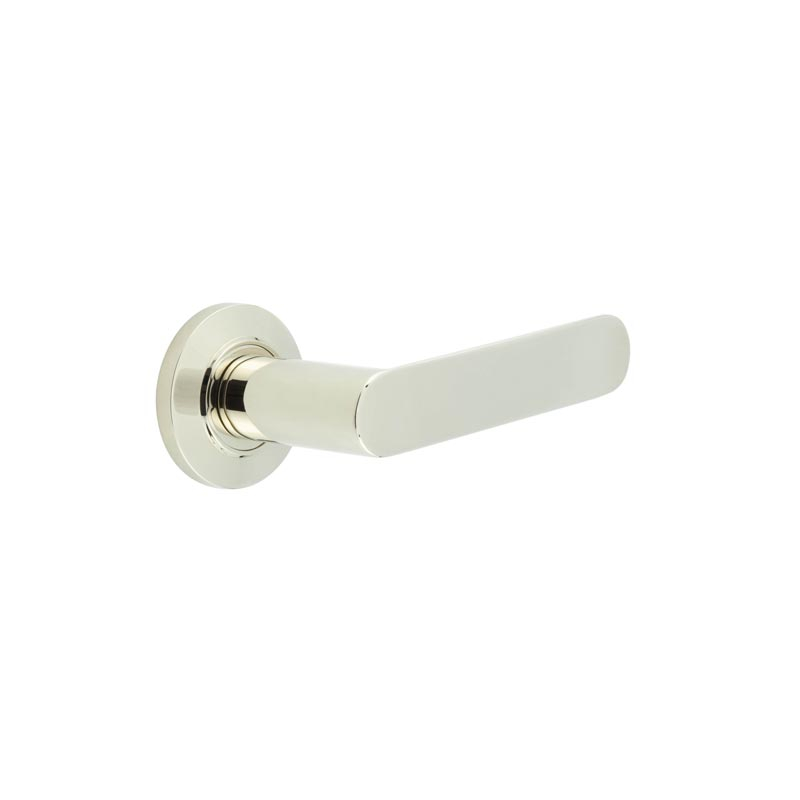 Kensington Door Handles Chamfered Rose Polished Nickel