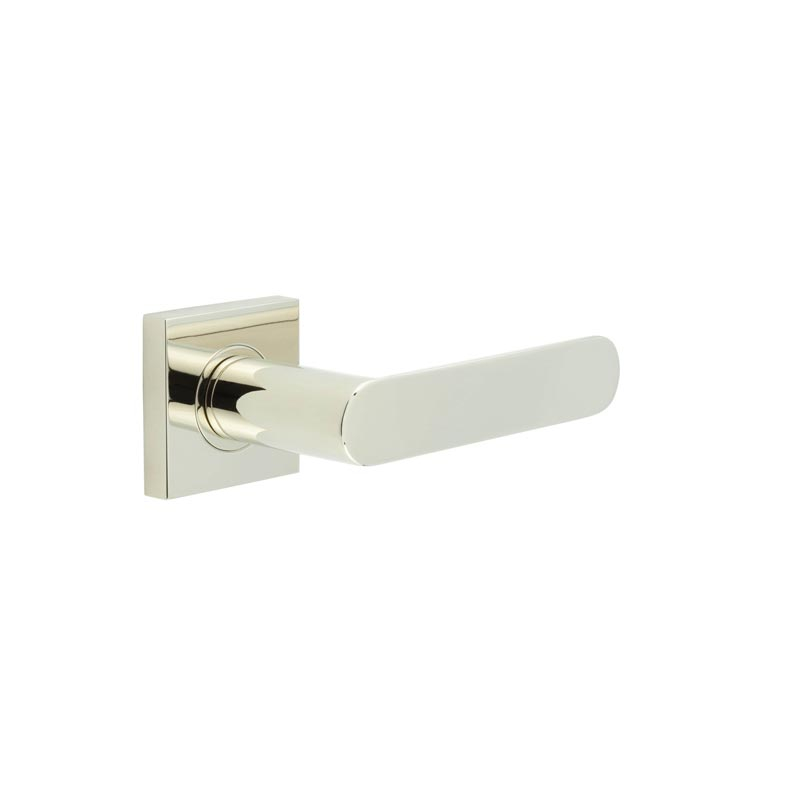 Kensington Door Handles Square Plain Rose Polished Nickel