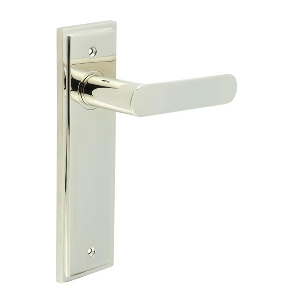 Kensington Door Handle Latch Backplate Polished Nickel