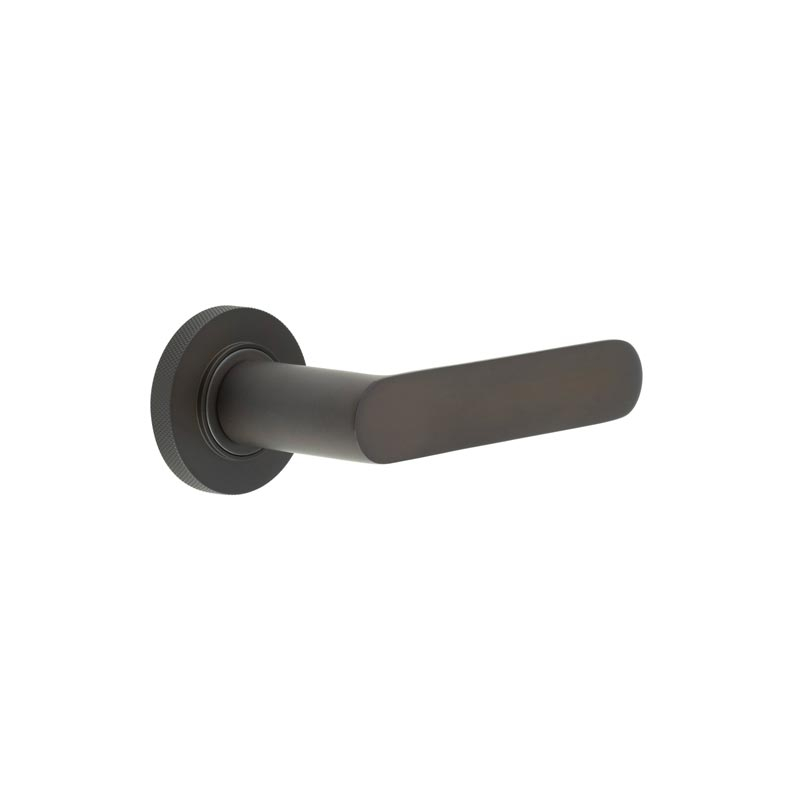 Kensington Door Handles Reeded Rose Dark Bronze