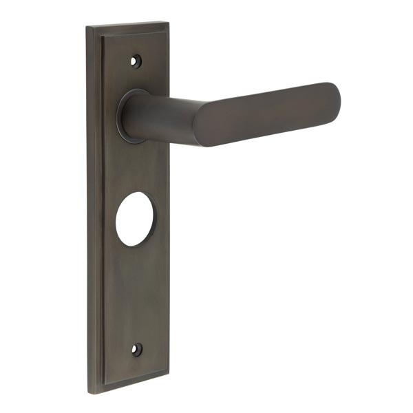 Kensington Door Handle Bathroom Backplate Dark Bronze