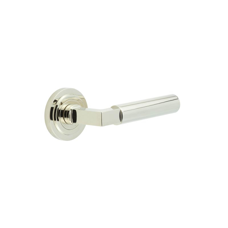 Westminster Door Handles Stepped Rose Polished Nickel