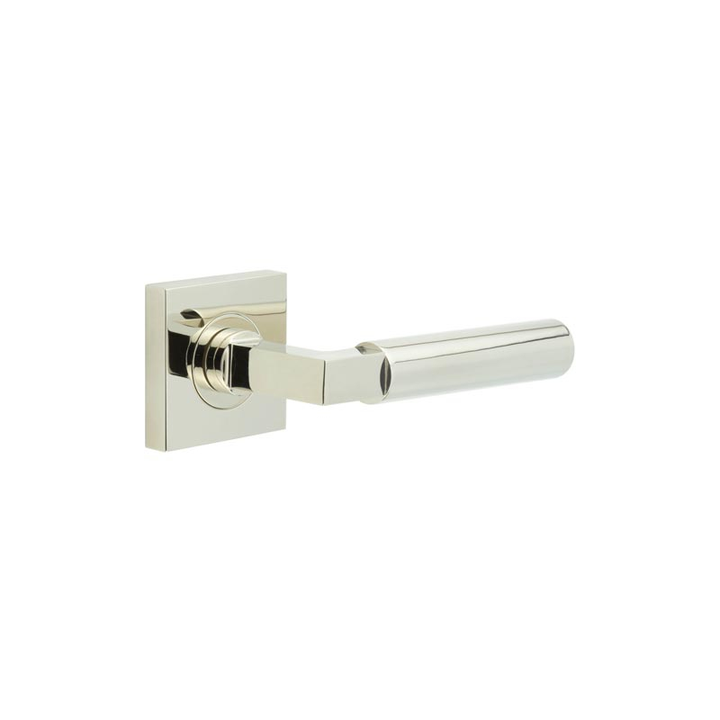 Westminster Door Handles Square Plain Polished Nickel