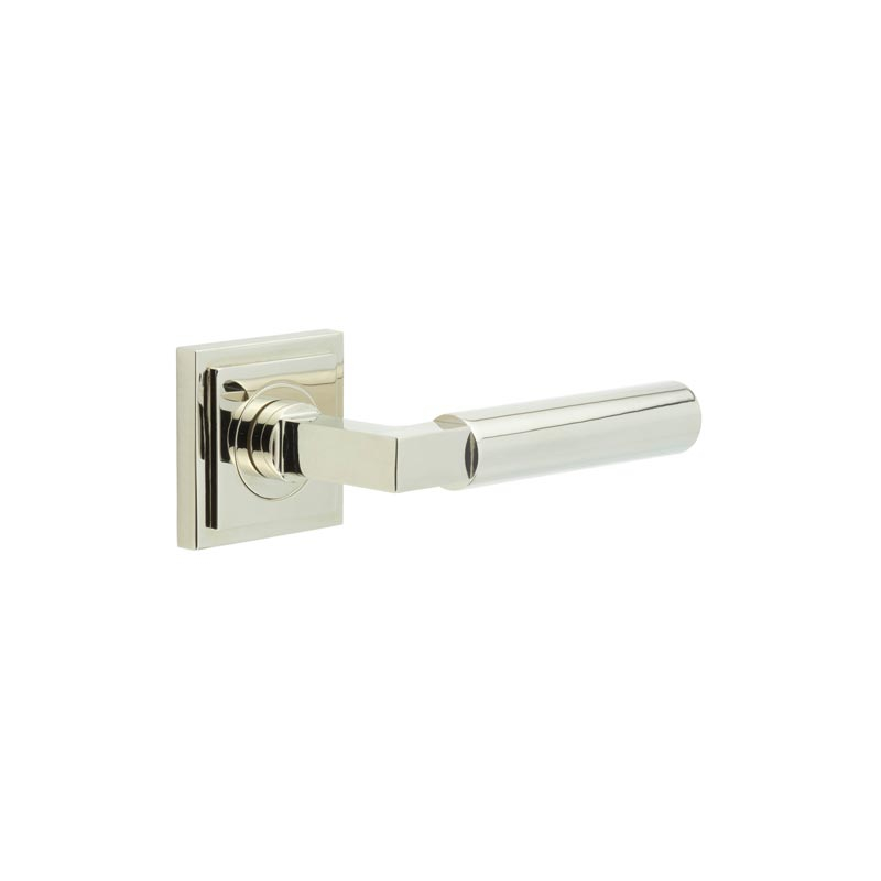 Westminster Door Handles Square Stepped Polished Nickel