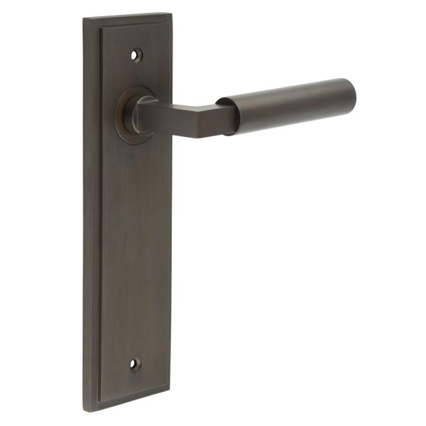 Westminster Door Handle Latch Backplate Dark Bronze