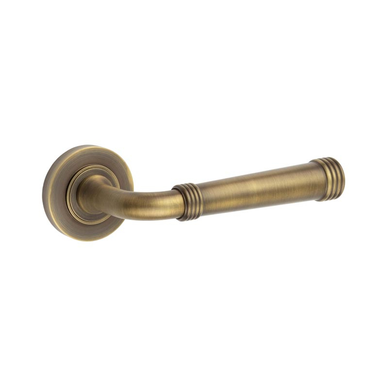 Highgate Door Handles Plain Rose Antique Brass