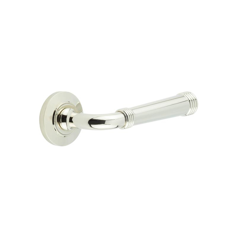 Highgate Door Handles Chamfered Rose Polished Nickel