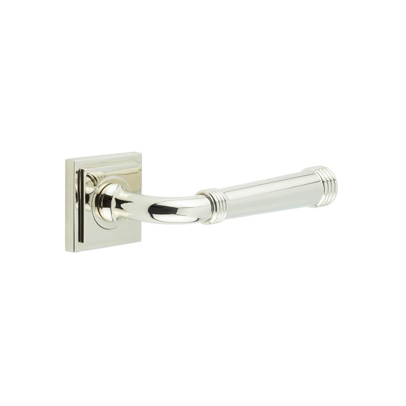 Highgate Door Handles Square Stepped Polished Nickel