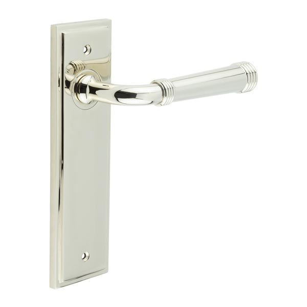 Highgate Door Handle Latch Backplate Polished Nickel