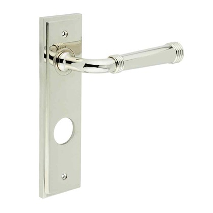 Highgate Door Handle Din Bathroom Backplate Polished Nickel