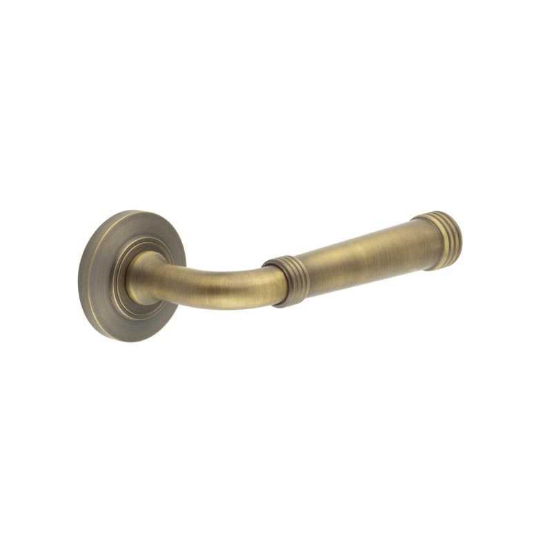 Highgate Door Handles Chamfered Rose Antique Brass